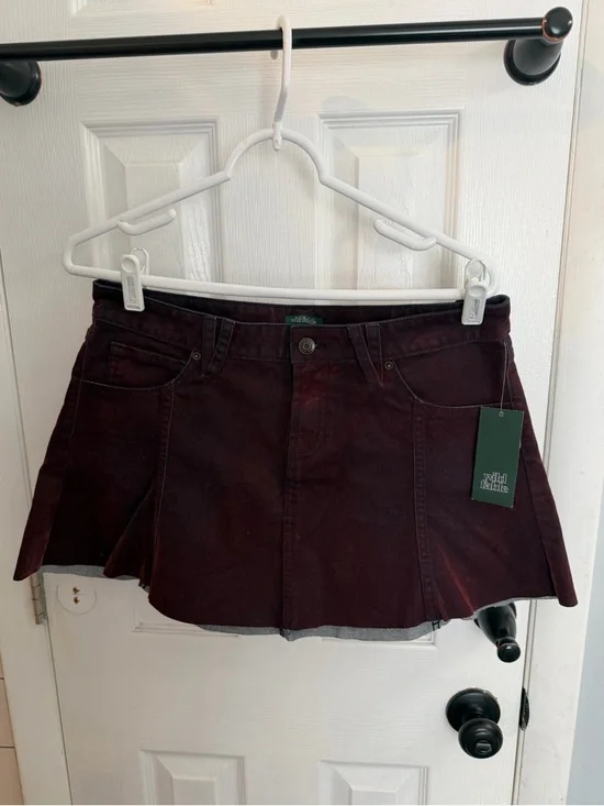 Wild Fable Burgundy Brushed Denim Mini Skirt - Picture 3 of 4